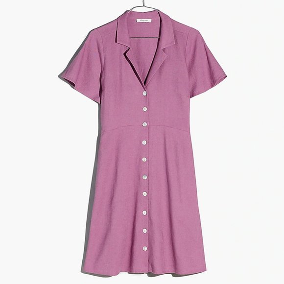 MADEWELL Kacie Mini Shirtdress Linen Button Front Antique Purple Retro $118 - Picture 5 of 10